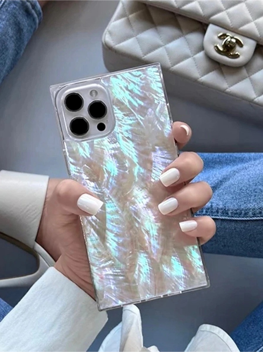 Flaunt I PHONE 16 plus Iridescent abalone  Shell cell Phone Case